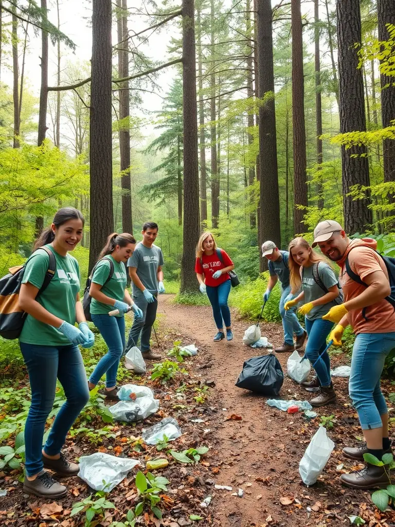 A photo of volunteers working on a mountain biking trail, clearing debris and maintaining the path as part of VTT LES PIGNONS LIBRES NOLAY's infrastructure development efforts.